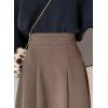 imagechouyatou Womens Elegant ALine Wool Skirt Pleated Swing High Waist Midi Long Wool Skater SkirtCoffee