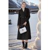 imagechouyatou Womens Elegant Double Breasted Casual Dressy Wool Coat Fit and Flare Winter Pea CoatBlack