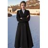 imagechouyatou Womens Elegant Double Breasted Casual Dressy Wool Coat Fit and Flare Winter Pea CoatBlack