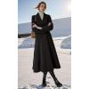 imagechouyatou Womens Elegant Double Breasted Casual Dressy Wool Coat Fit and Flare Winter Pea CoatBlack