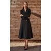imagechouyatou Womens Elegant Double Breasted Casual Dressy Wool Coat Fit and Flare Winter Pea CoatBlack
