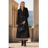 imagechouyatou Womens Elegant Double Breasted Casual Dressy Wool Coat Fit and Flare Winter Pea CoatBlack
