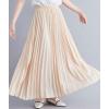 imagechouyatou Womens Elegant Elastic Waist ALine Swing Flowy Accordion Pleated Midi Long SkirtApricot