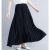 imagechouyatou Womens Elegant Elastic Waist ALine Swing Flowy Accordion Pleated Midi Long SkirtBlack