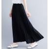 imagechouyatou Womens Elegant Elastic Waist ALine Swing Flowy Accordion Pleated Midi Long SkirtBlack
