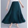 imagechouyatou Womens Elegant Elastic Waist ALine Swing Flowy Accordion Pleated Midi Long SkirtDark Green