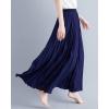 imagechouyatou Womens Elegant Elastic Waist ALine Swing Flowy Accordion Pleated Midi Long SkirtNavy