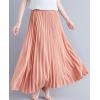 imagechouyatou Womens Elegant Elastic Waist ALine Swing Flowy Accordion Pleated Midi Long SkirtPink