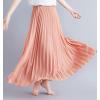 imagechouyatou Womens Elegant Elastic Waist ALine Swing Flowy Accordion Pleated Midi Long SkirtPink