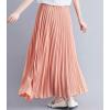 imagechouyatou Womens Elegant Elastic Waist ALine Swing Flowy Accordion Pleated Midi Long SkirtPink