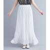 imagechouyatou Womens Elegant Elastic Waist ALine Swing Flowy Accordion Pleated Midi Long SkirtWhite