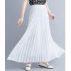 imagechouyatou Womens Elegant Elastic Waist ALine Swing Flowy Accordion Pleated Midi Long SkirtWhite