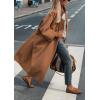 imagechouyatou Womens Elegant Single Breasted Wool Blend Coat Oversized Notch Lapel Long Pea Coat OvercoatBrown
