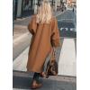 imagechouyatou Womens Elegant Single Breasted Wool Blend Coat Oversized Notch Lapel Long Pea Coat OvercoatBrown