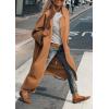 imagechouyatou Womens Elegant Single Breasted Wool Blend Coat Oversized Notch Lapel Long Pea Coat OvercoatBrown