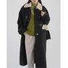 imagechouyatou Womens Preppy Wool Blend Overcoat Jacket Lapel Horn Button Notched Collar Trench CoatBlack