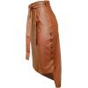 imagechouyatou Womens Sexy Belted Button Split Pu Faux Leather Bodycon Package Hip SkirtBrown