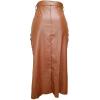 imagechouyatou Womens Sexy Belted Button Split Pu Faux Leather Bodycon Package Hip SkirtBrown