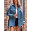imagechouyatou Womens Single Breasted Belted Wool Coat Midi Long Trench Pea Coat Shacket JacketBlue