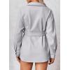imagechouyatou Womens Single Breasted Belted Wool Coat Midi Long Trench Pea Coat Shacket JacketGrey