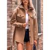 imagechouyatou Womens Single Breasted Belted Wool Coat Midi Long Trench Pea Coat Shacket JacketKhaki