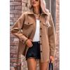 imagechouyatou Womens Single Breasted Belted Wool Coat Midi Long Trench Pea Coat Shacket JacketKhaki