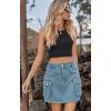 imagechouyatou Womens Summer Y2K Denim Cargo Skirt High Waisted ALine Mini Jean Skirt with PocketsBlue