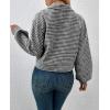 imagechouyatou Womens Vintage Houndstooth Plaid Button Down Tweed Cropped Shacket Jacket Wool CoatBlack