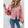 imagechouyatou Womens Vintage Houndstooth Plaid Button Down Tweed Cropped Shacket Jacket Wool CoatRed