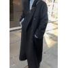 imagechouyatou Womens Winter Business Casual Wool Coat Double Breasted Mid Long Trench Coat OvercoatBlack