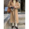 imagechouyatou Womens Winter Business Casual Wool Coat Double Breasted Mid Long Trench Coat OvercoatCamel