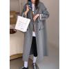 imagechouyatou Womens Winter Business Casual Wool Coat Double Breasted Mid Long Trench Coat OvercoatGrey