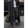 imagechouyatou Womens Winter Casual Striped Wool Coat Loose Fit Open Front Maxi Long Winter Trench CoatDark Grey