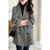imagechouyatou Womens Winter Double Breasted Houndstooth Plaid Wool Pea Coat Notch Lapel Dressy Wool Trench CoatBlack