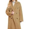 imagechouyatou Womens Winter Double Breasted Wool Coat Business Casual Notch Lapel Midi Long Winter Trench CoatKhaki