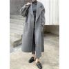imagechouyatou Womens Winter Wool Coat Open Front Business Office Long Wool Blend OvercoatGrey