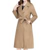 imagechouyatou Women Fall Winter Double Face Wool Blend Overcoat Notched Collar Wrap Midi Trench Coat with BeltBrown