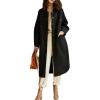 imagechouyatou Womens Business Casual Single Breasted Wool Coat Button Down Winter Midi Long Pea CoatBlack