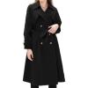 imagechouyatou Womens Casual Double Breasted Wool Coat Office Formal Midi Long Winter Pea Coat with BeltBlack