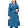 imagechouyatou Womens Casual Double Breasted Wool Coat Office Formal Midi Long Winter Pea Coat with BeltBlue