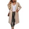 imagechouyatou Womens Casual Notched Lapel Wool Coat Double Breasted Wool Blend Duster Long Trench Pea CoatApricot