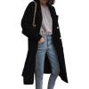 imagechouyatou Womens Classic Double Breasted Long Wool Pea Coat Fashion Winter Trench CoatBlack