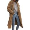 imagechouyatou Womens Classic Double Breasted Long Wool Pea Coat Fashion Winter Trench CoatCamel