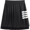 imagechouyatou Womens Color Block Striped Pleated Knit Skirt High Elastic Waist Irregular Hem Knitted SkirtBlack