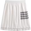 imagechouyatou Womens Color Block Striped Pleated Knit Skirt High Elastic Waist Irregular Hem Knitted SkirtWhite