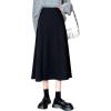 imagechouyatou Womens Elegant ALine Wool Skirt Pleated Swing High Waist Midi Long Wool Skater SkirtBlack
