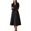 imagechouyatou Womens Elegant Double Breasted Casual Dressy Wool Coat Fit and Flare Winter Pea CoatBlack