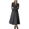 imagechouyatou Womens Elegant Double Breasted Casual Dressy Wool Coat Fit and Flare Winter Pea CoatGrey