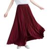 imagechouyatou Womens Elegant Elastic Waist ALine Swing Flowy Accordion Pleated Midi Long SkirtWine Red
