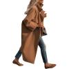 imagechouyatou Womens Elegant Single Breasted Wool Blend Coat Oversized Notch Lapel Long Pea Coat OvercoatBrown